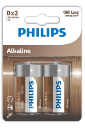 PHILIPS - ALKALINE PILA D LR20 BLISTER*2