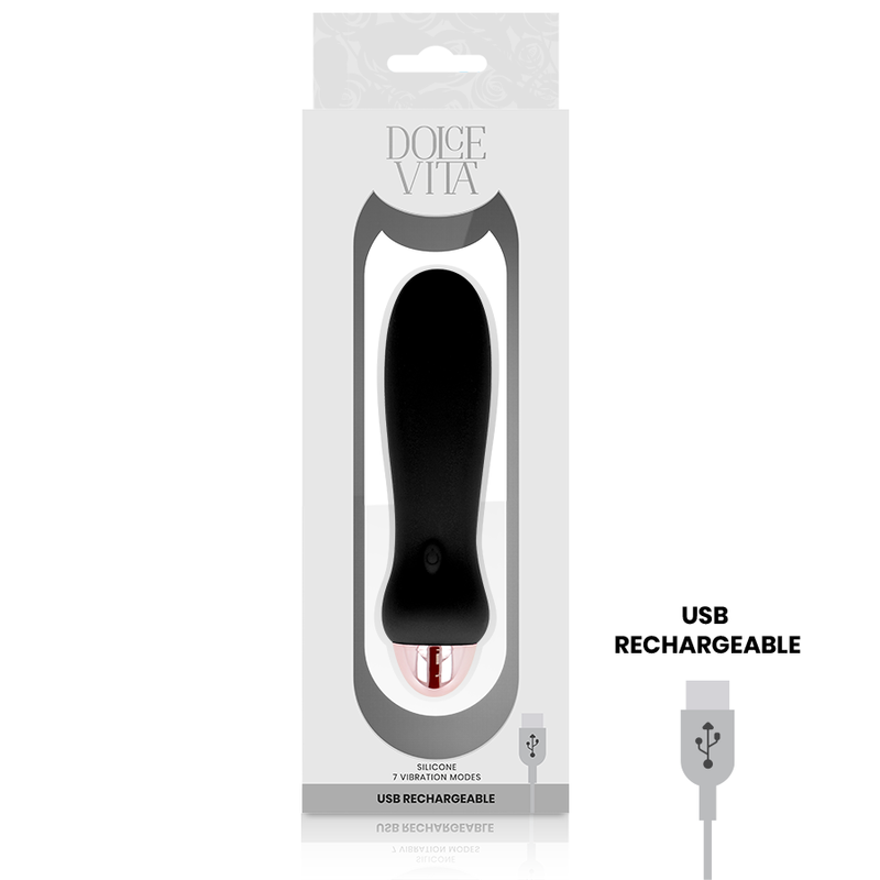 DOLCE VITA - VIBRADOR RECARGABLE FIVE NEGRO 7 VELOCIDADES - Imagen 2