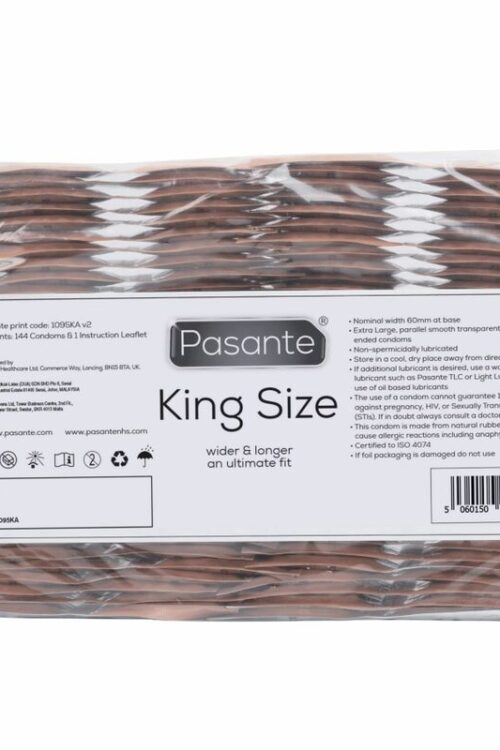 PASANTE – PRESERVATIVOS KING MS LARGOS Y ANCHOS BOLSA 144 UNIDADES