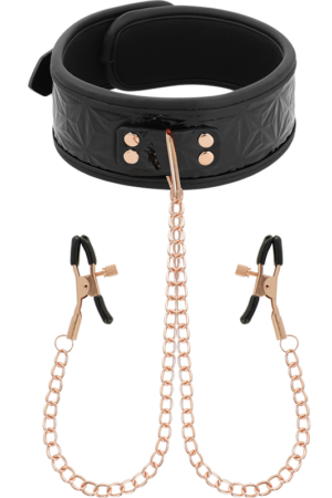 BEGME - BLACK EDITION COLLAR CON CADENAS Y PINZAS PEZONES CON FORRO DE NEOPRENO