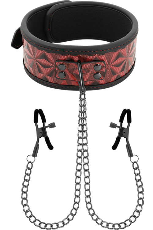 BEGME – RED EDITION COLLAR CON CADENAS Y PINZAS PEZONES CON FORRO DE NEOPRENO