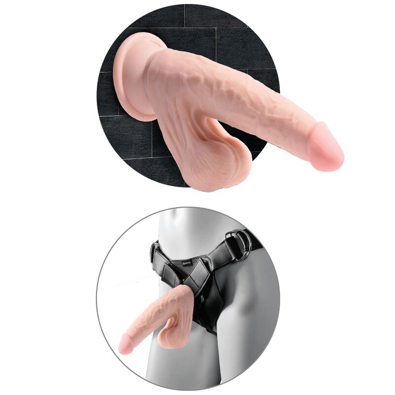 KING COCK - PLUS 3D DILDO SWINGING BALLS 15.2 CM NATURAL - Imagen 3