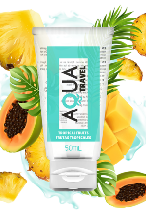 AQUA TRAVEL - LUBRICANTE BASE AGUA SABOR FRUTAS TROPICALES - 50 ML