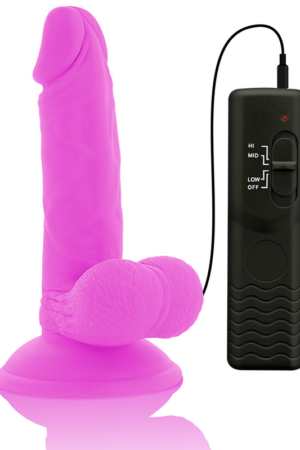 DIVERSIA - DILDO REALÍSTICO FLEXIBLE CON VIBRACIÓN MORADO 17 CM -O- 3.3 CM