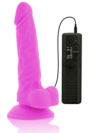 DIVERSIA - DILDO REALÍSTICO FLEXIBLE CON VIBRACIÓN LILA 18 CM -O- 4 CM