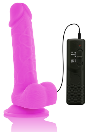 DIVERSIA - DILDO REALÍSTICO FLEXIBLE CON VIBRACIÓN LILA 20.5 CM -O- 4.2 CM