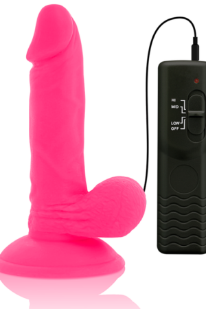 DIVERSIA - DILDO REALÍSTICO FLEXIBLE CON VIBRACIÓN ROSA 17 CM -O- 3.3 CM