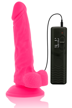 DIVERSIA - DILDO REALÍSTICO FLEXIBLE CON VIBRACIÓN ROSA 18 CM -O- 4 CM