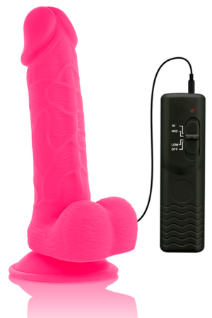 DIVERSIA - DILDO REALÍSTICO FLEXIBLE CON VIBRACIÓN ROSA 20.5 CM -O- 4.2 CM