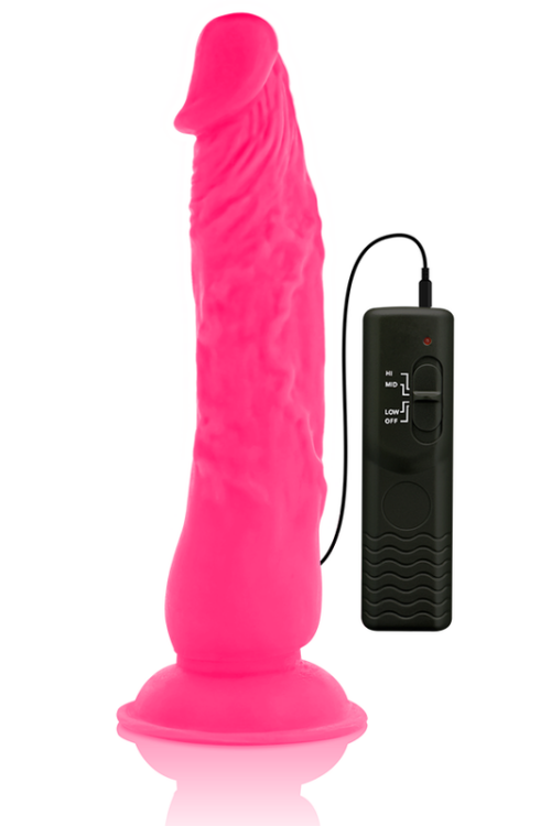 DIVERSIA – DILDO REALÍSTICO FLEXIBLE CON VIBRACIÓN ROSA 21 CM -O- 4.9 CM