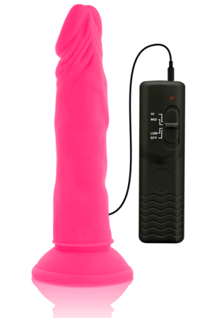 DIVERSIA - DILDO REALÍSTICO FLEXIBLE CON VIBRACIÓN ROSA 23 CM -O- 4.3 CM