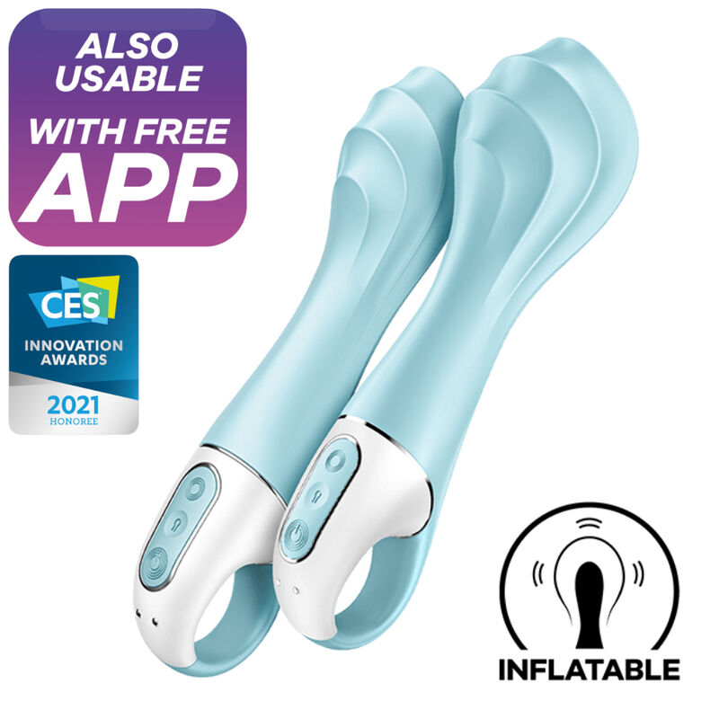 SATISFYER - AIR PUMP VIBRATOR 5+ VIBRADOR PUNTO G INFLABLE APP AZUL - Imagen 2