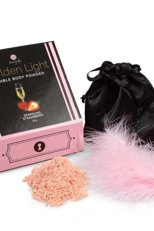 SECRETPLAY – GOLDEN LIGHT KIT POLVOS COMESTIBLES Y PLUMA FRESAS & CAVA