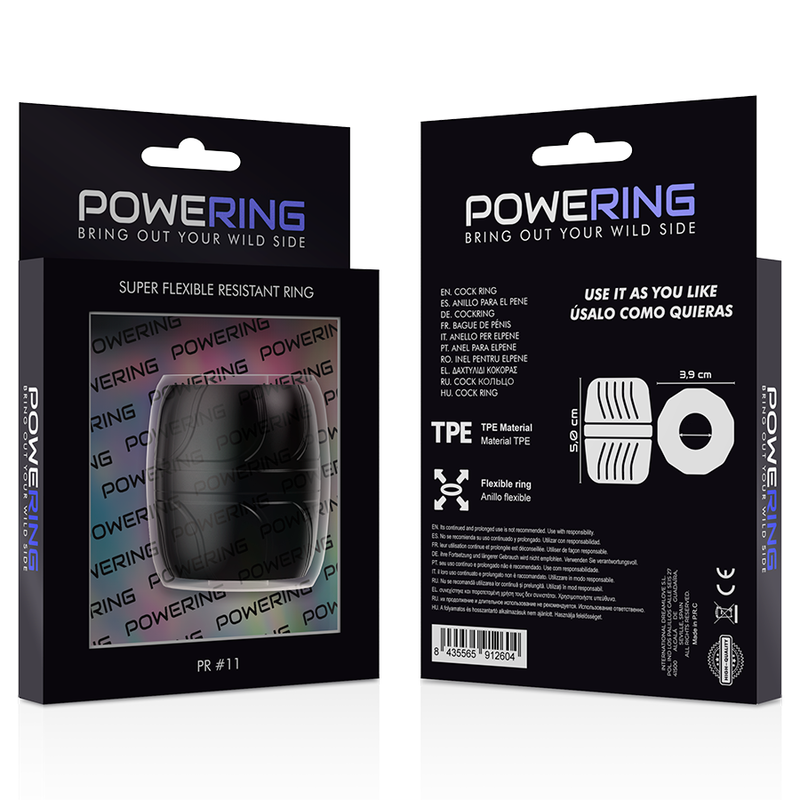 POWERING - SUPER FLEXIBLE Y RESISTENTE ANILLO PENE 5 CM PR11 NEGRO - Imagen 2