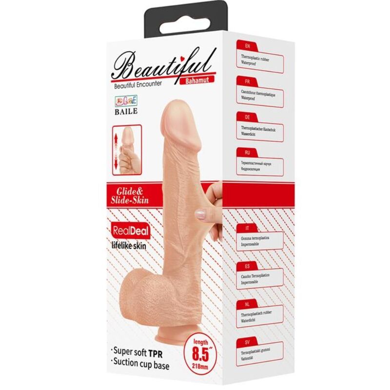 BAILE - BEAUTIFUL ENCOUNTER BAHAMUT DILDO REALÍSTICO FLEXIBLE 21.8 CM NATURAL - Imagen 7