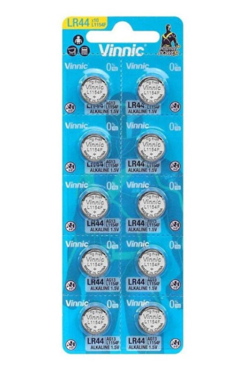 VINNIC – PILA BOTON ALCALINA AG13 L1154F LR44 BLISTER*10