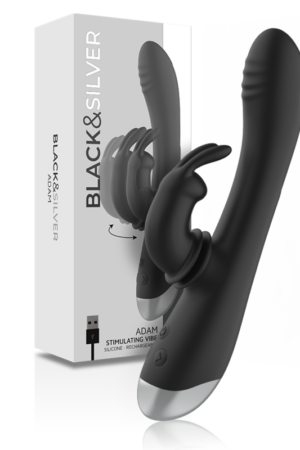 BLACK&SILVER - DJ. ADAM ESTIMULADOR RABBIT SILICONA RECARGABLE NEGRO