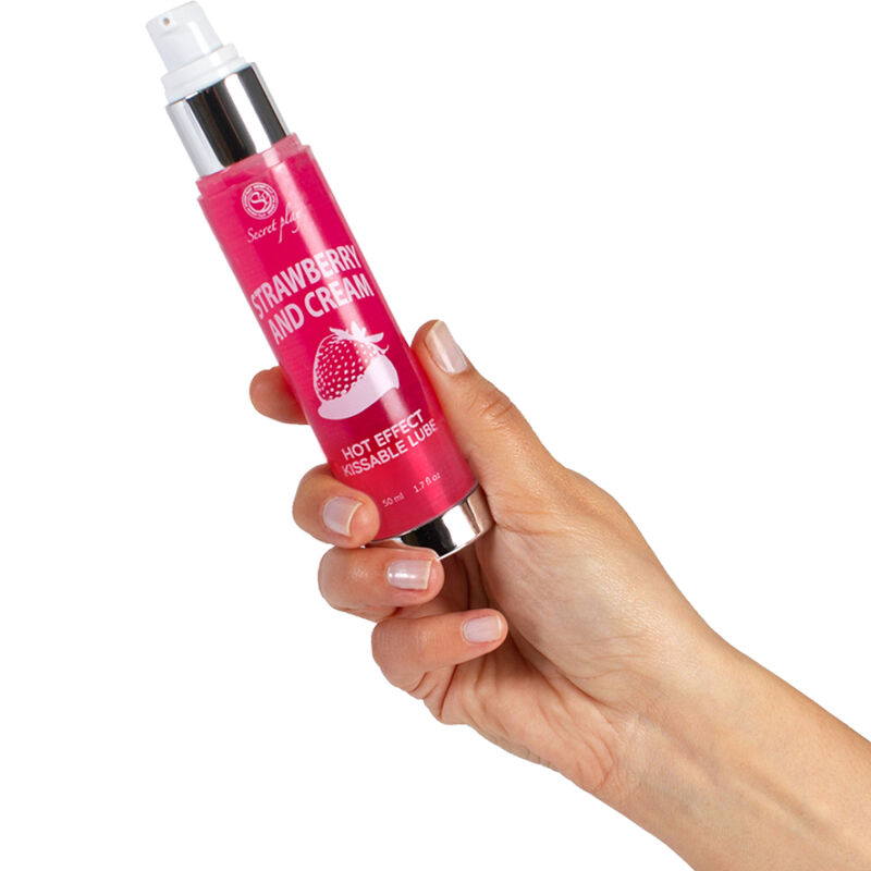 SECRETPLAY - LUBRICANTE 2-1 EFECTO CALOR FRESA&NATA 50 ML - Imagen 2