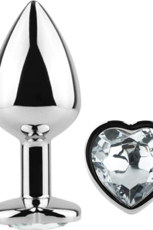 SECRETPLAY - METAL BUTT PLUG CORAZÓN TRANSPARENTE TALLA S 7 CM