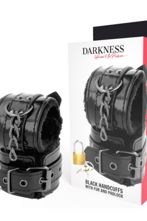 DARKNESS - ESPOSAS CUERO AJUSTABLES MANOS NEGRO CON CANDADO