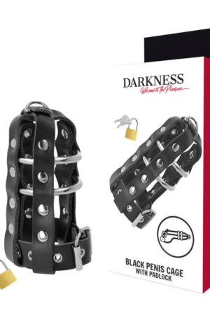 DARKNESS - JAULA CASTIDAD CUERO CON CANDADO