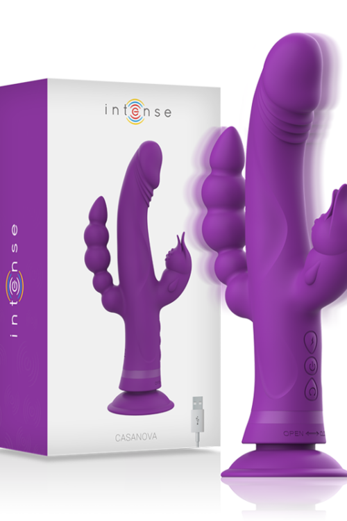 INTENSE – CASANOVA VIBRADOR RABBIT SILICONA TRIPLE MOTOR MORADO