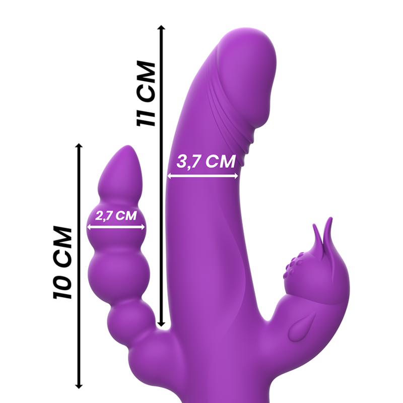 INTENSE - CASANOVA VIBRADOR RABBIT SILICONA TRIPLE MOTOR MORADO - Imagen 5