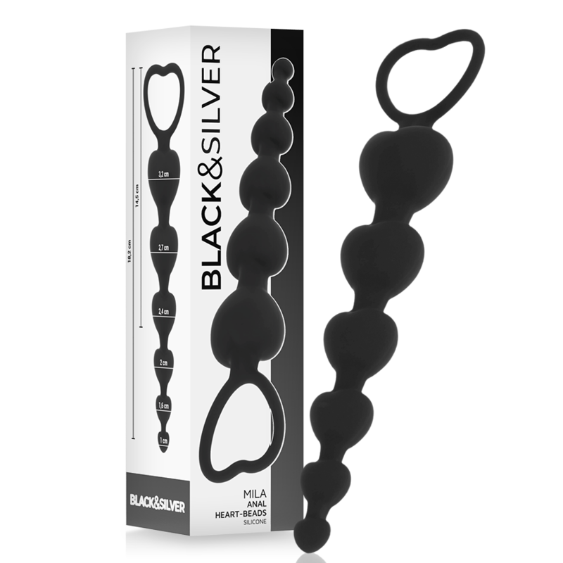 BLACK&SILVER – MILA CADENA ANAL DE CORAZONES 18 CM