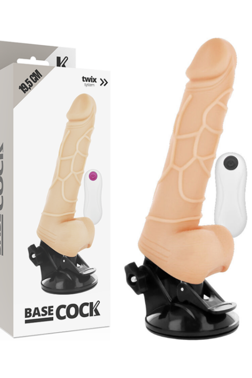 BASECOCK – VIBRADOR REALÍSTICO CONTROL REMOTO NATURAL CON TESTÍCULOS 19.5 CM -O- 4 CM