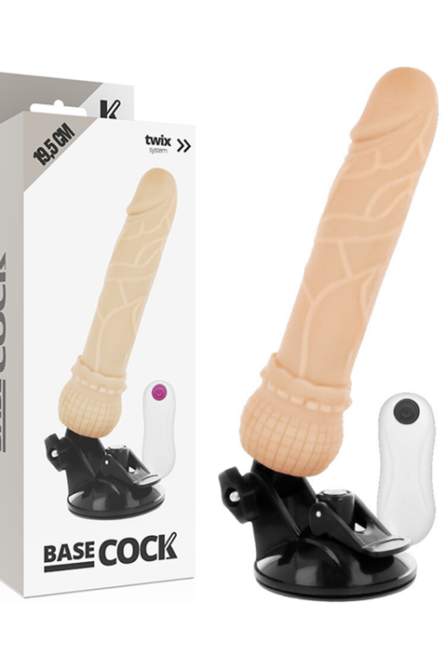 BASECOCK – VIBRADOR REALÍSTICO CONTROL REMOTO NATURAL 19.5 CM -O- 4 CM