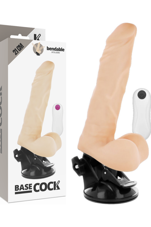 BASECOCK – VIBRADOR REALÍSTICO ARTICULABLE CONTROL REMOTO NATURAL 21 CM -O- 5 CM