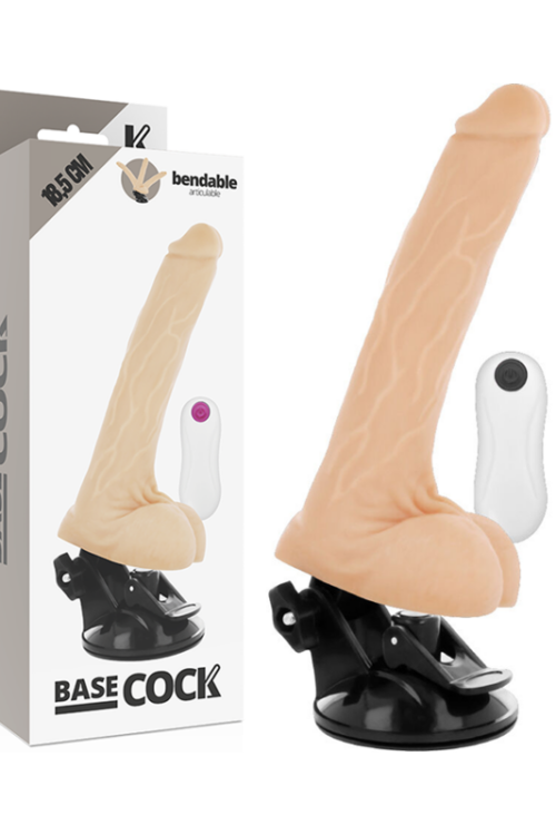 BASECOCK – VIBRADOR REALÍSTICO ARTICULABLE CONTROL REMOTO NATURAL 18.5 CM -O- 4 CM