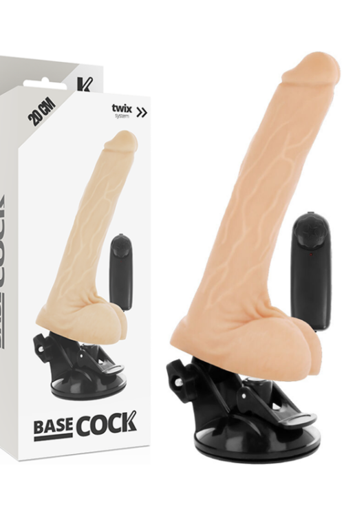 BASECOCK – VIBRADOR REALÍSTICO CONTROL REMOTO NATURAL CON TESTÍCULOS 20 CM -O- 4 CM