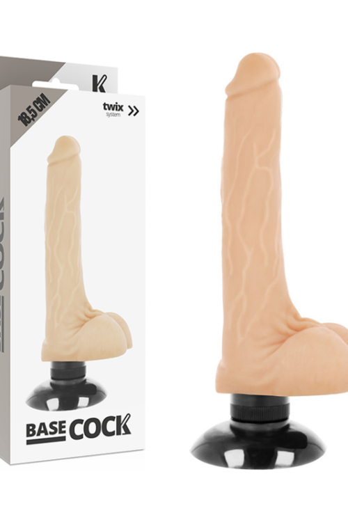 BASECOCK – VIBRADOR REALÍSTICO 2-1 NATURAL 18.5 CM -O- 4 CM