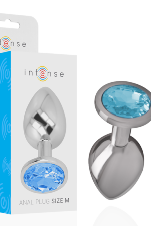 INTENSE - PLUG ANAL METAL ALUMINIO CON CRISTAL AZUL TALLA M