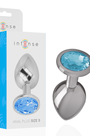 INTENSE - PLUG ANAL METAL ALUMINIO CON CRISTAL AZUL TALLA S