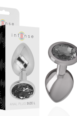 INTENSE - PLUG ANAL METAL ALUMINIO CON CRISTAL NEGRO TALLA L