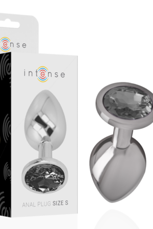 INTENSE - PLUG ANAL METAL ALUMINIO CON CRISTAL NEGRO TALLA S