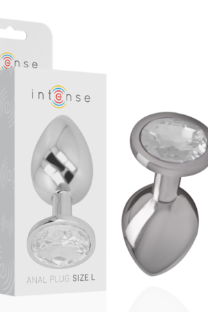 INTENSE - PLUG ANAL METAL ALUMINIO CON CRISTAL PLATA TALLA L