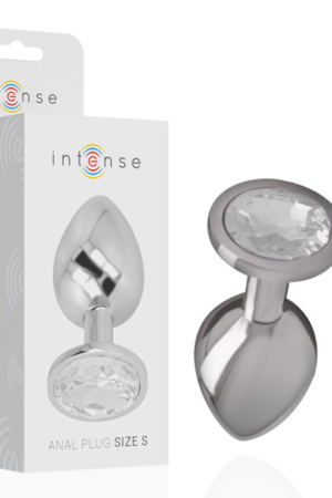 INTENSE - PLUG ANAL METAL ALUMINIO CON CRISTAL PLATA TALLA S