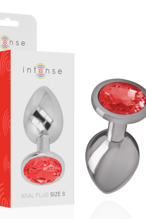 INTENSE - PLUG ANAL METAL ALUMINIO CON CRISTAL ROJO TALLA S