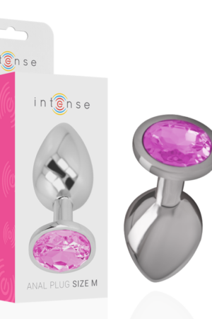 INTENSE - PLUG ANAL METAL ALUMINIO CON CRISTAL ROSA TALLA M