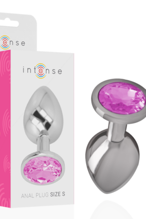 INTENSE - PLUG ANAL METAL ALUMINIO CON CRISTAL ROSA TALLA S