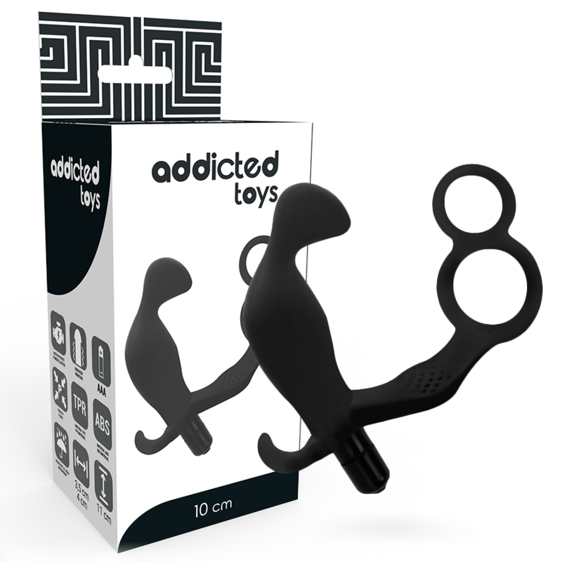 ADDICTED TOYS - PLUG ANAL CON ANILLA DOBLE PENE Y TESTÍCULOS NEGRO - Imagen 5