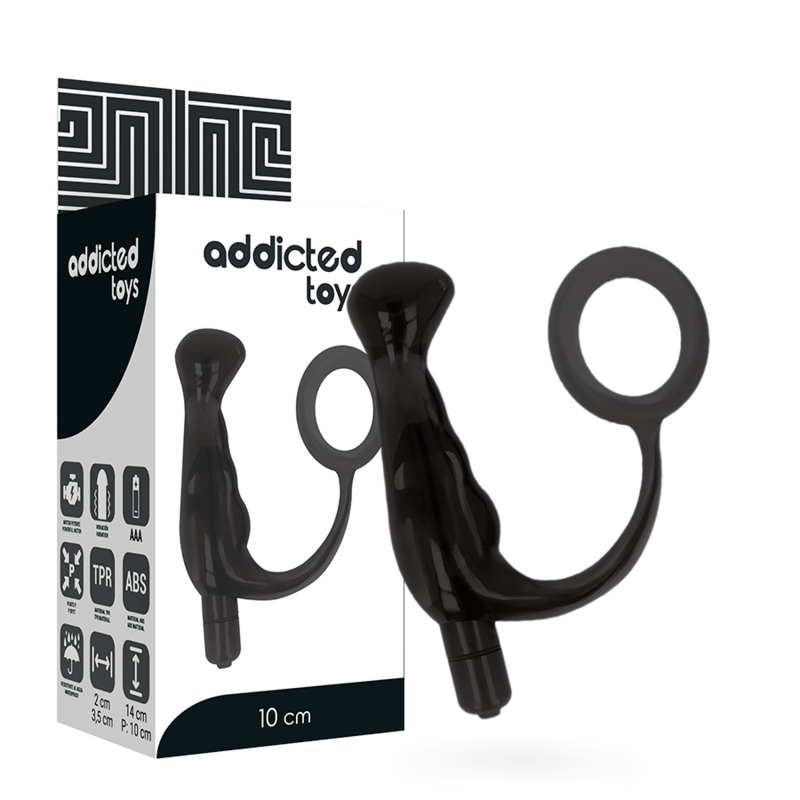 ADDICTED TOYS - VIBRADOR PROSTÁTICO NEGRO 10 CM - Imagen 4