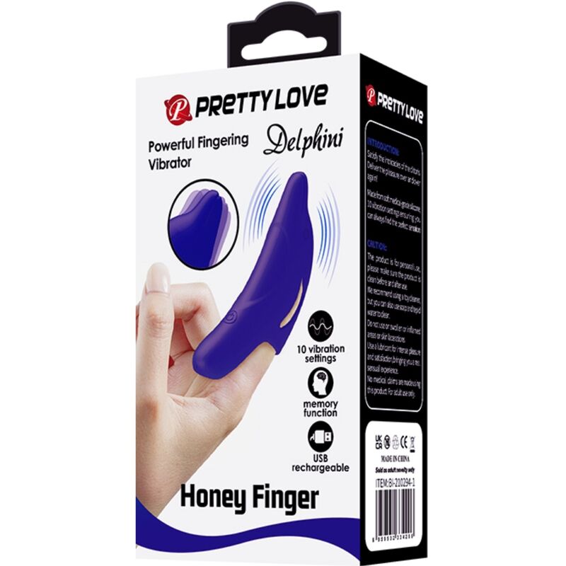 PRETTY LOVE - DELPHINI PODEROSO ESTIMULADOR DE DEDO AZUL OSCURO - Imagen 6