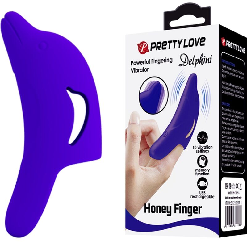 PRETTY LOVE - DELPHINI PODEROSO ESTIMULADOR DE DEDO AZUL OSCURO - Imagen 8