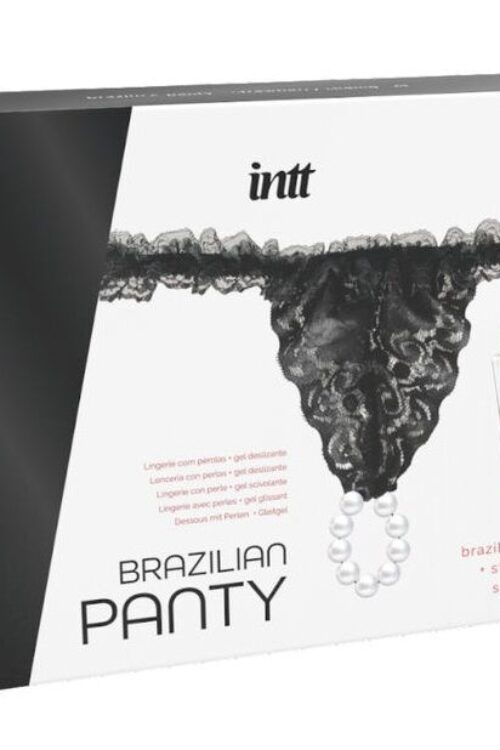 INTT RELEASES – PANTY BRASILEÑA NEGRA CON PERLAS Y GEL LUBRICANTE 50 ML