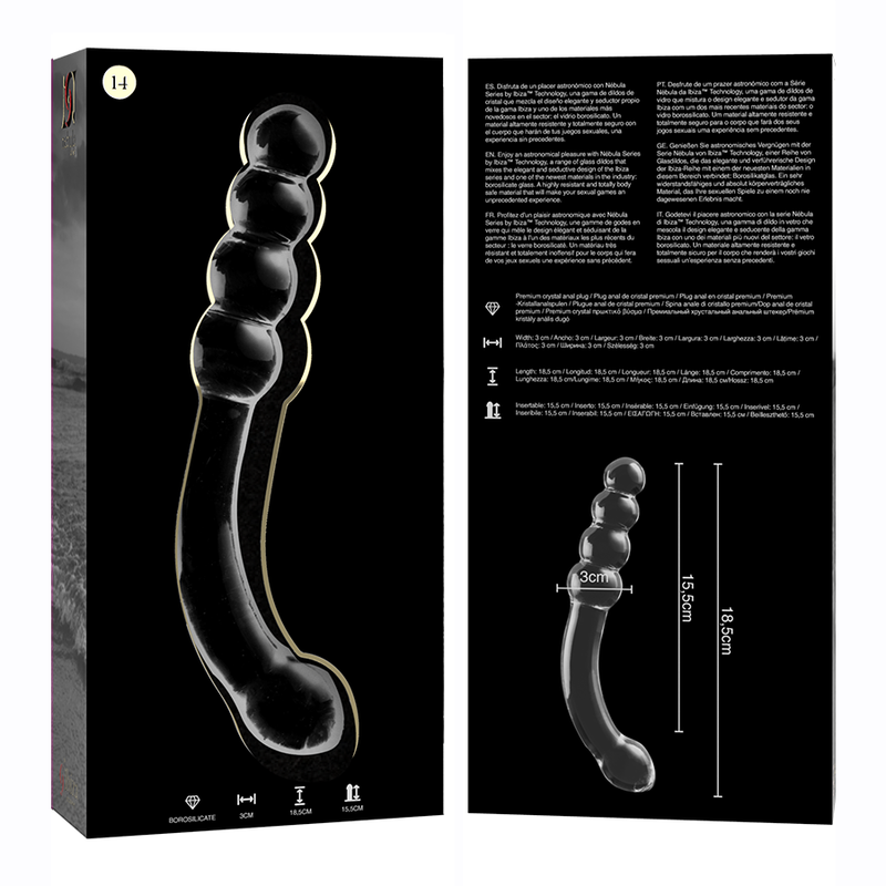 NEBULA SERIES BY IBIZA - MODELO 14 DILDO CRISTAL TRANSPARENTE 18.5 CM -O- 3 CM - Imagen 3