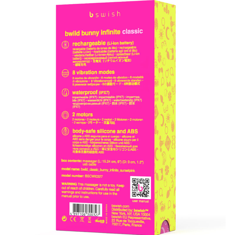B SWISH - BWILD BUNNY INFINITE CLASSIC VIBRADOR RECARGABLE SILICONA ROSA - Imagen 3
